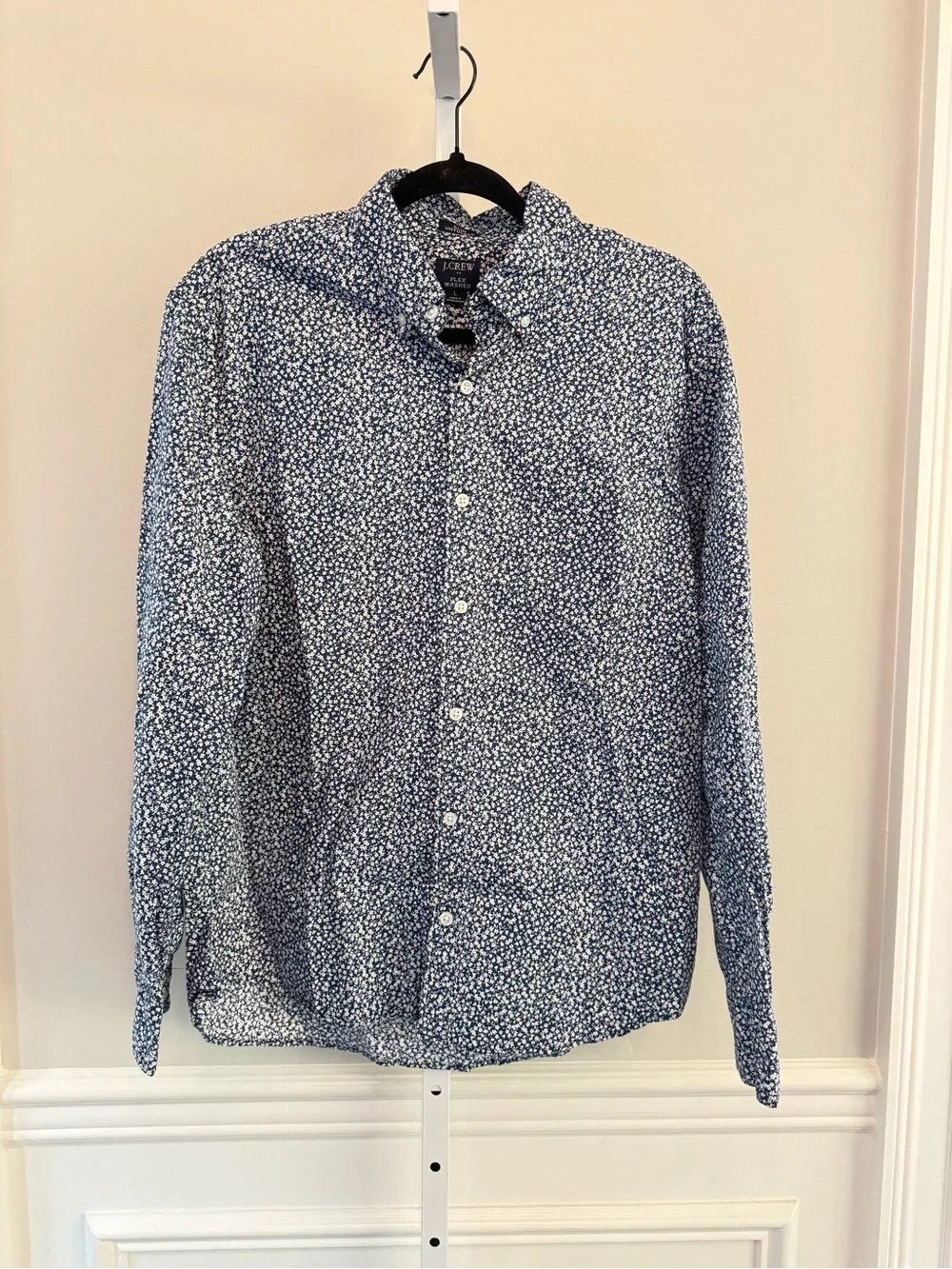 J.Crew Men's Blue Floral Button-Down Shirt Ditsy Print Size L